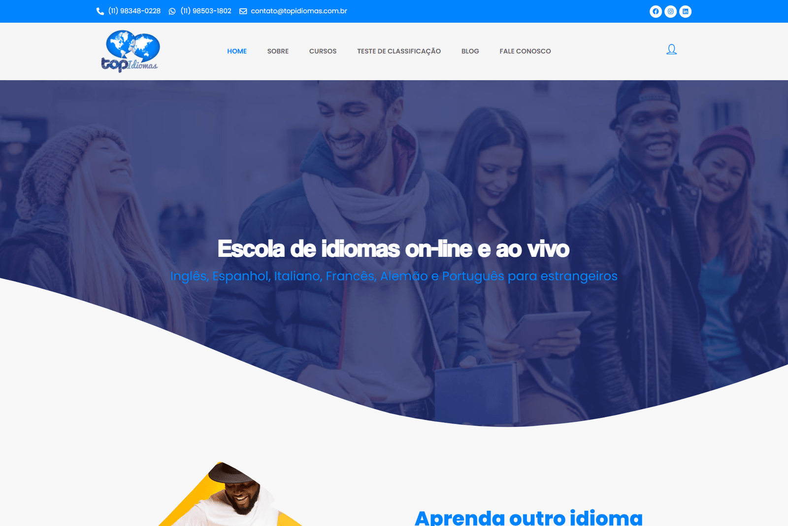 Escola de idiomas TOP Idiomas com cursos personalizados de línguas estrangeiras